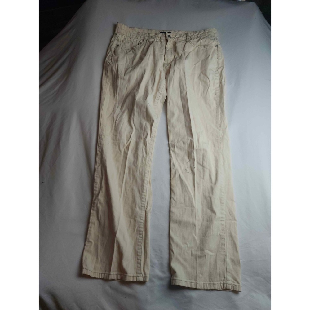 Bandolino Caroline Cream Straight Leg Pants Womens 10 Stretch Cotton Trousers